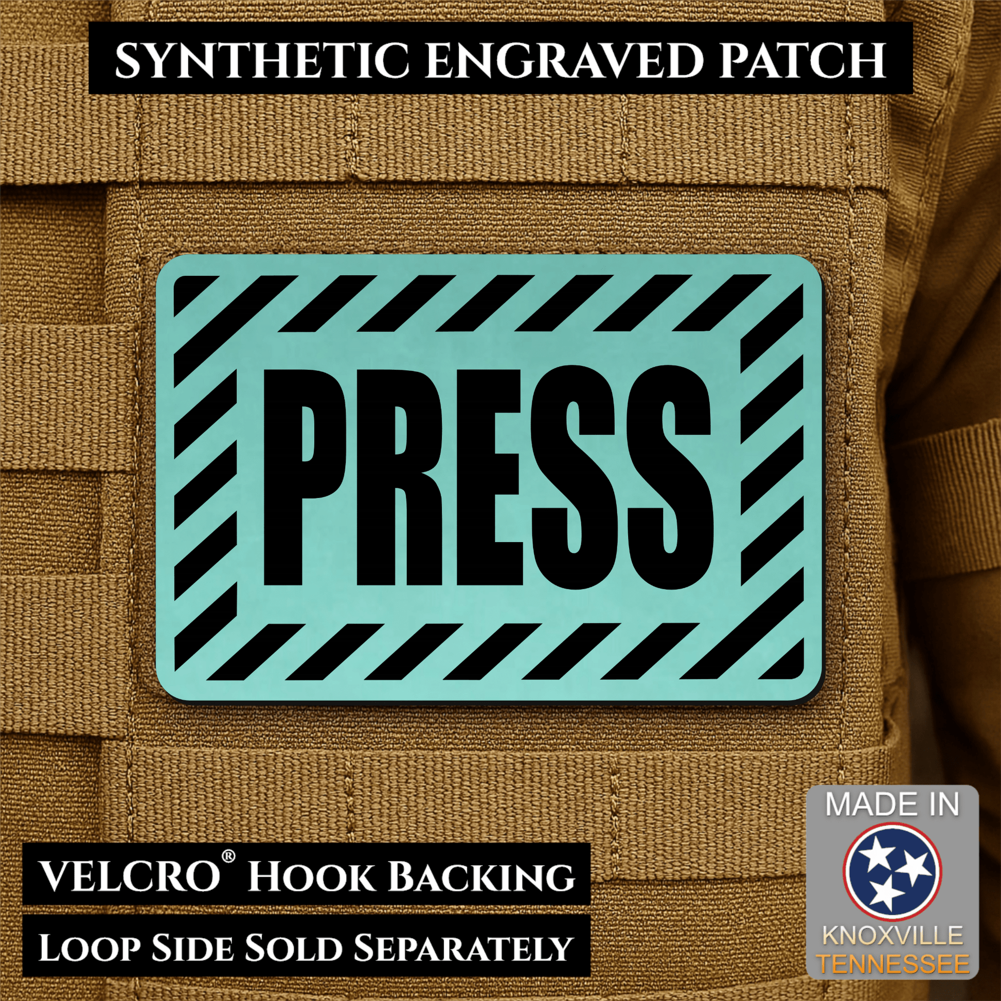 PRESS Media Journalist ID Morale Patch | Made in USA | VELCRO® Brand Hook Backing - LoneStar Adhesive