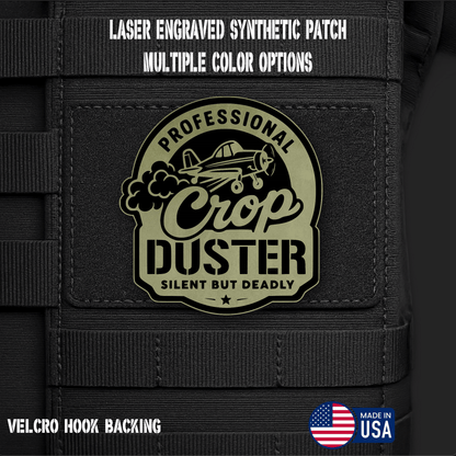 Professional Crop Duster (Option 1) Funny Morale Patch | Made in USA | VELCRO® Brand Hook Backing - LoneStar Adhesive