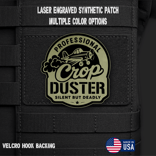 Professional Crop Duster (Option 1) Funny Morale Patch | Made in USA | VELCRO® Brand Hook Backing - LoneStar Adhesive