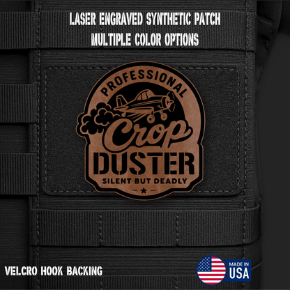 Professional Crop Duster (Option 1) Funny Morale Patch | Made in USA | VELCRO® Brand Hook Backing - LoneStar Adhesive