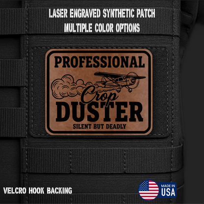 Professional Crop Duster (Option 2) Funny Morale Patch | Made in USA | VELCRO® Brand Hook Backing - LoneStar Adhesive
