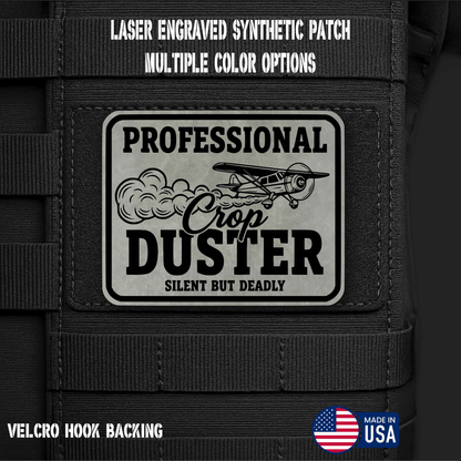 Professional Crop Duster (Option 2) Funny Morale Patch | Made in USA | VELCRO® Brand Hook Backing - LoneStar Adhesive