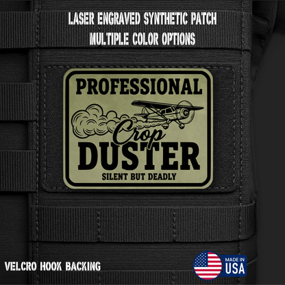 Professional Crop Duster (Option 2) Funny Morale Patch | Made in USA | VELCRO® Brand Hook Backing - LoneStar Adhesive