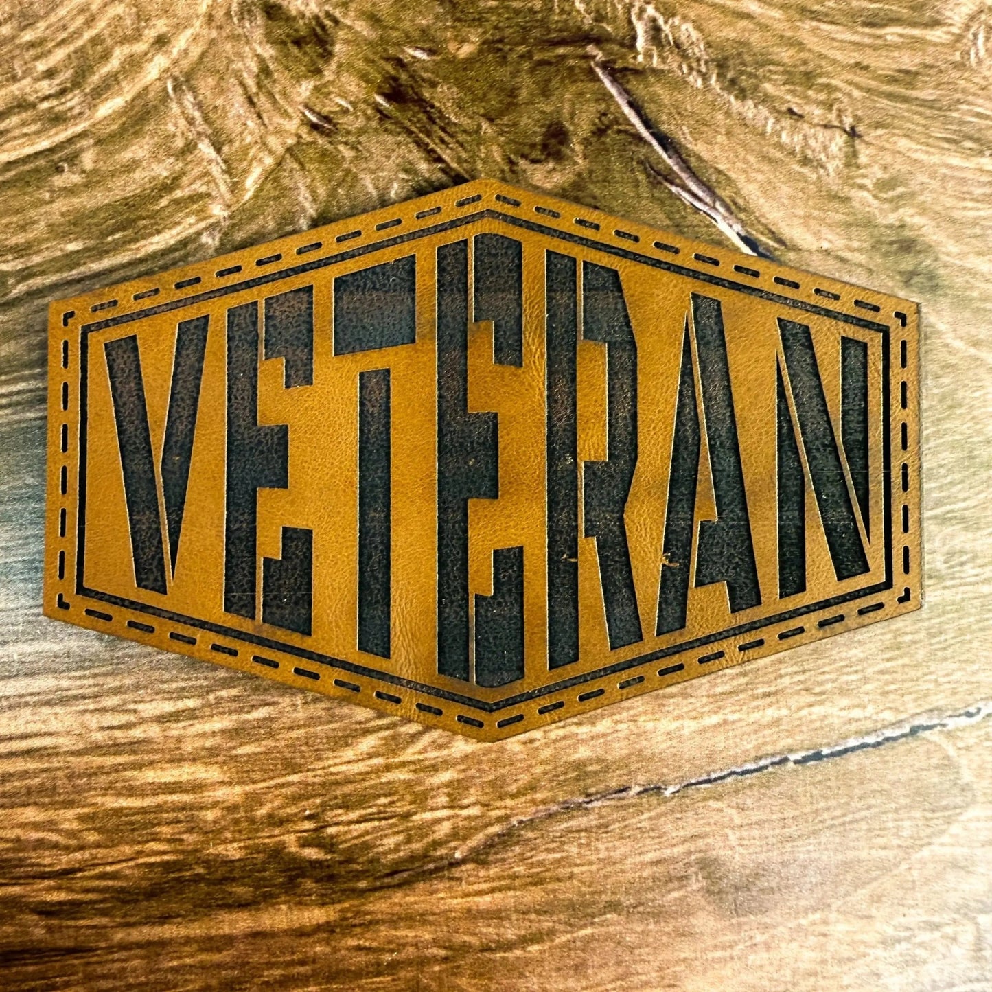 Proud Veteran – Laser Engraved Leather Patch - LoneStar Adhesive