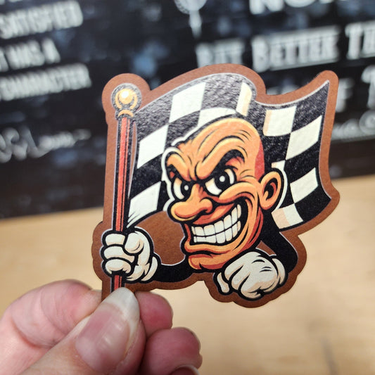 Race Flag UV Printed Leatherette Hat Patch - MR01 - LoneStar Adhesive