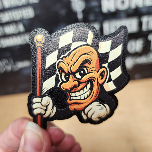 Racing Mascot UV Printed Leatherette Hat Patch - MR01 - LoneStar Adhesive