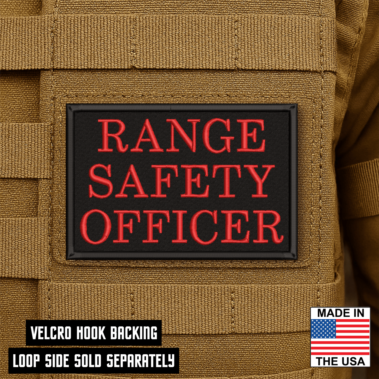 Range Safety Officer Patches & ID Plates – 2x3 Patch or 3x8 ID Panel – Tactical Gear Hook & Loop | Made in USA - LoneStar Adhesive