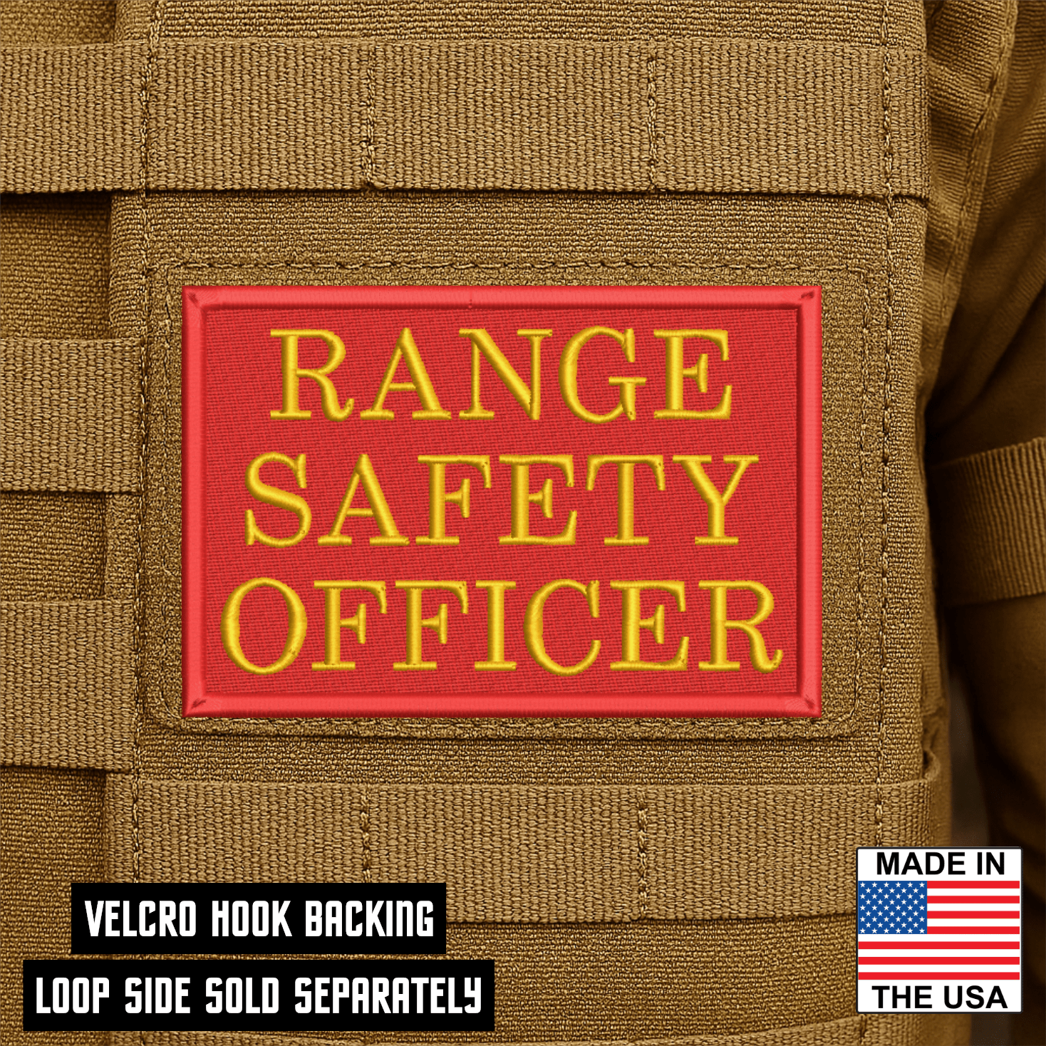 Range Safety Officer Patches & ID Plates – 2x3 Patch or 3x8 ID Panel – Tactical Gear Hook & Loop | Made in USA - LoneStar Adhesive