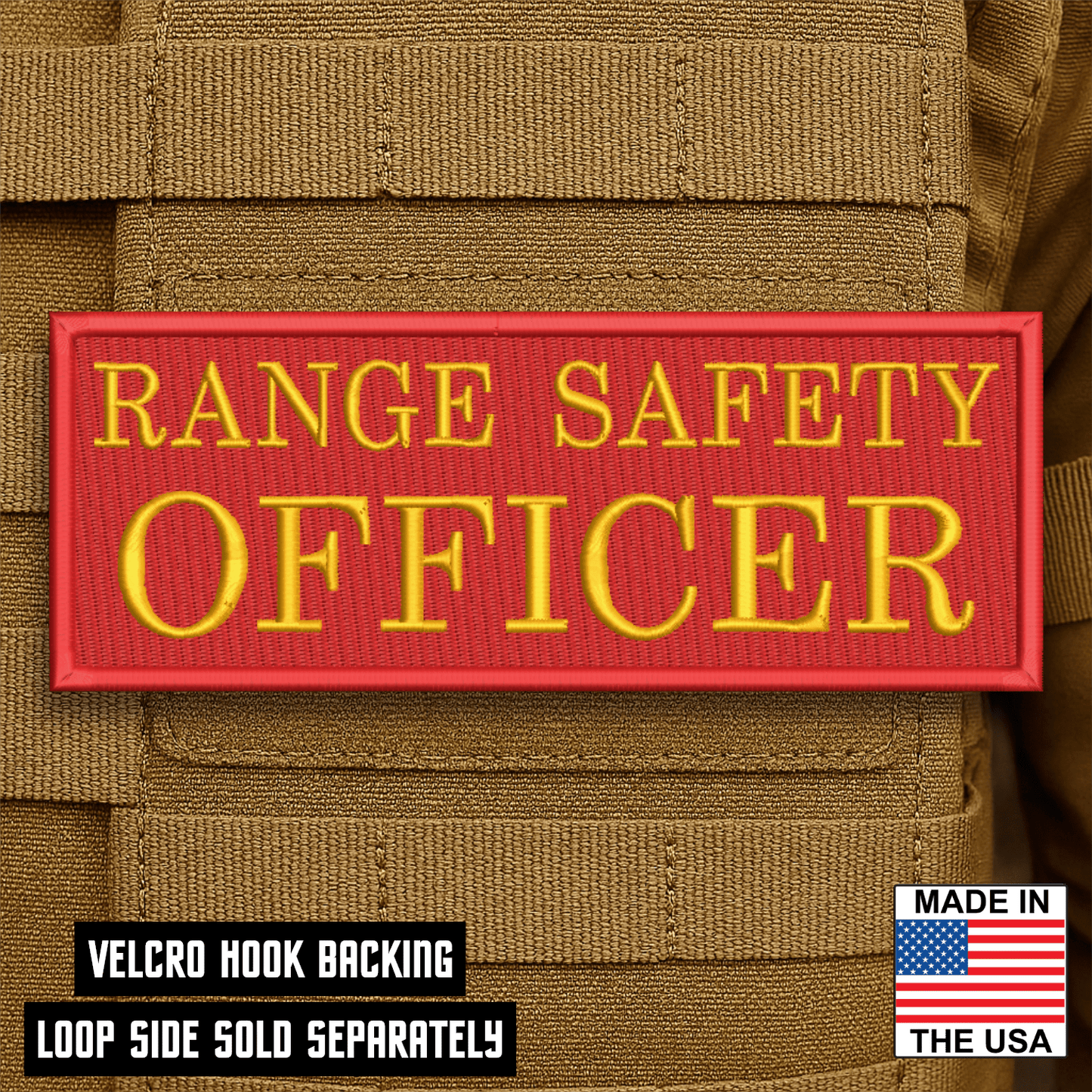 Range Safety Officer Patches & ID Plates – 2x3 Patch or 3x8 ID Panel – Tactical Gear Hook & Loop | Made in USA - LoneStar Adhesive