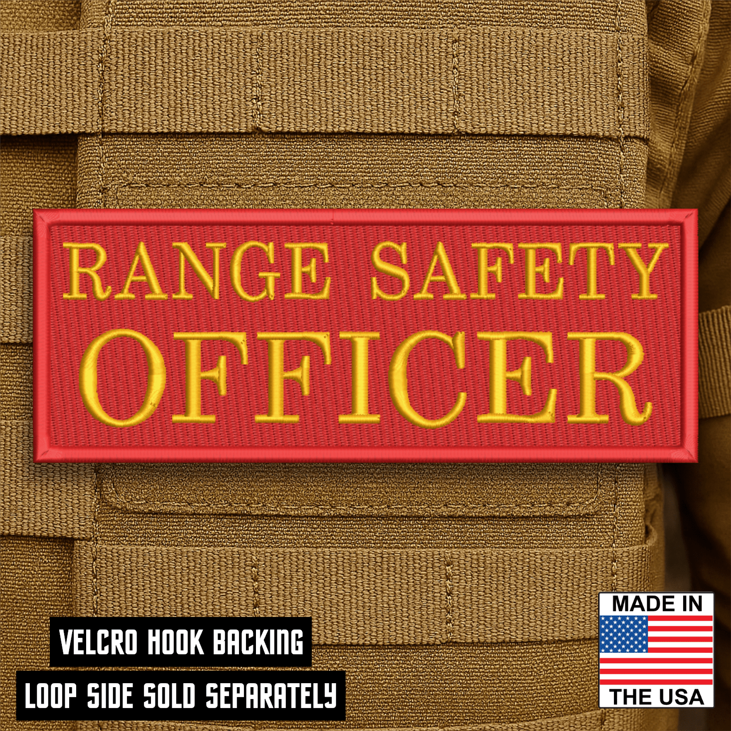 Range Safety Officer Patches & ID Plates – 2x3 Patch or 3x8 ID Panel – Tactical Gear Hook & Loop | Made in USA - LoneStar Adhesive