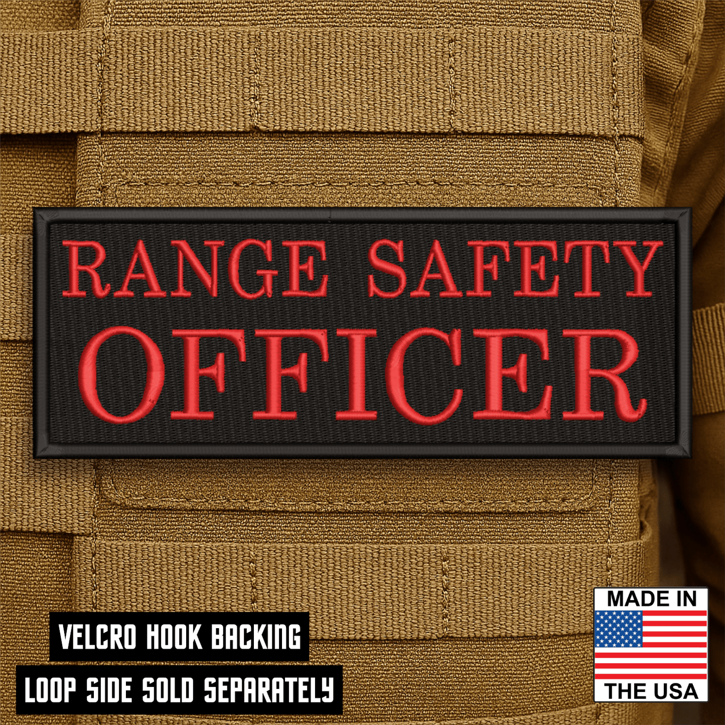 Range Safety Officer Patches & ID Plates – 2x3 Patch or 3x8 ID Panel – Tactical Gear Hook & Loop | Made in USA - LoneStar Adhesive
