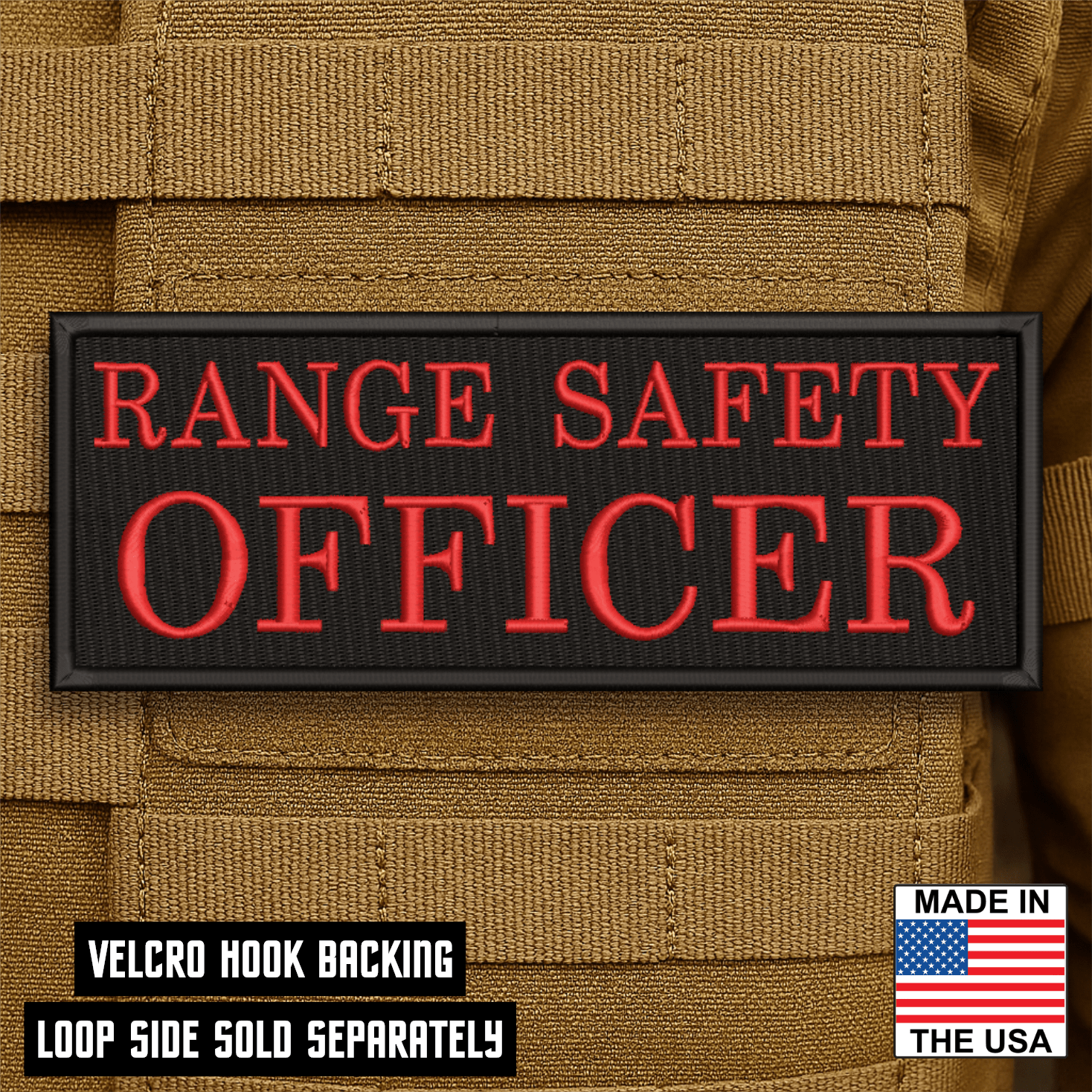Range Safety Officer Patches & ID Plates – 2x3 Patch or 3x8 ID Panel – Tactical Gear Hook & Loop | Made in USA - LoneStar Adhesive