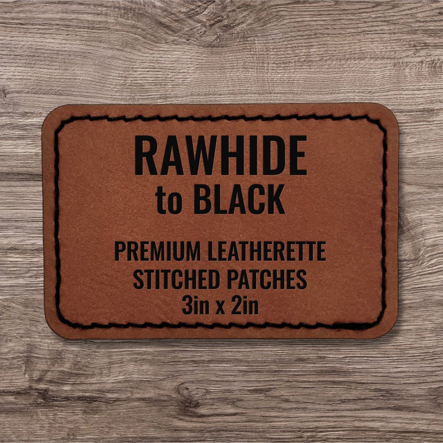 Rawhide / Black Premium Leatherette™ Stitched Patches - #LoneStar Adhesive#