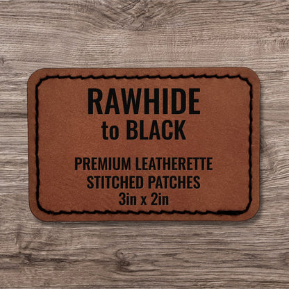 Rawhide / Black Premium Leatherette™ Stitched Patches - #LoneStar Adhesive#