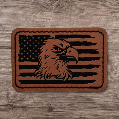 Rawhide / Black Premium Leatherette™ Stitched Patches - #LoneStar Adhesive#