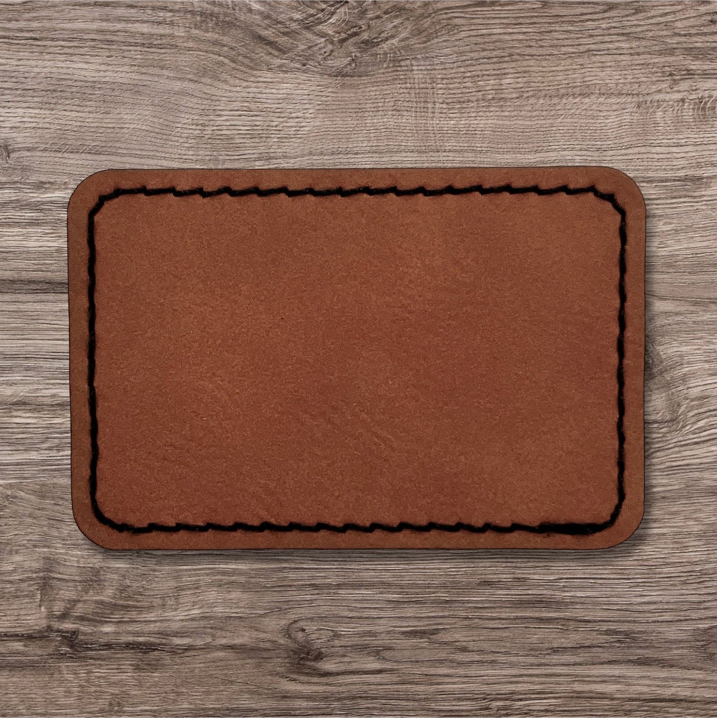 Rawhide / Black Premium Leatherette™ Stitched Patches - #LoneStar Adhesive#