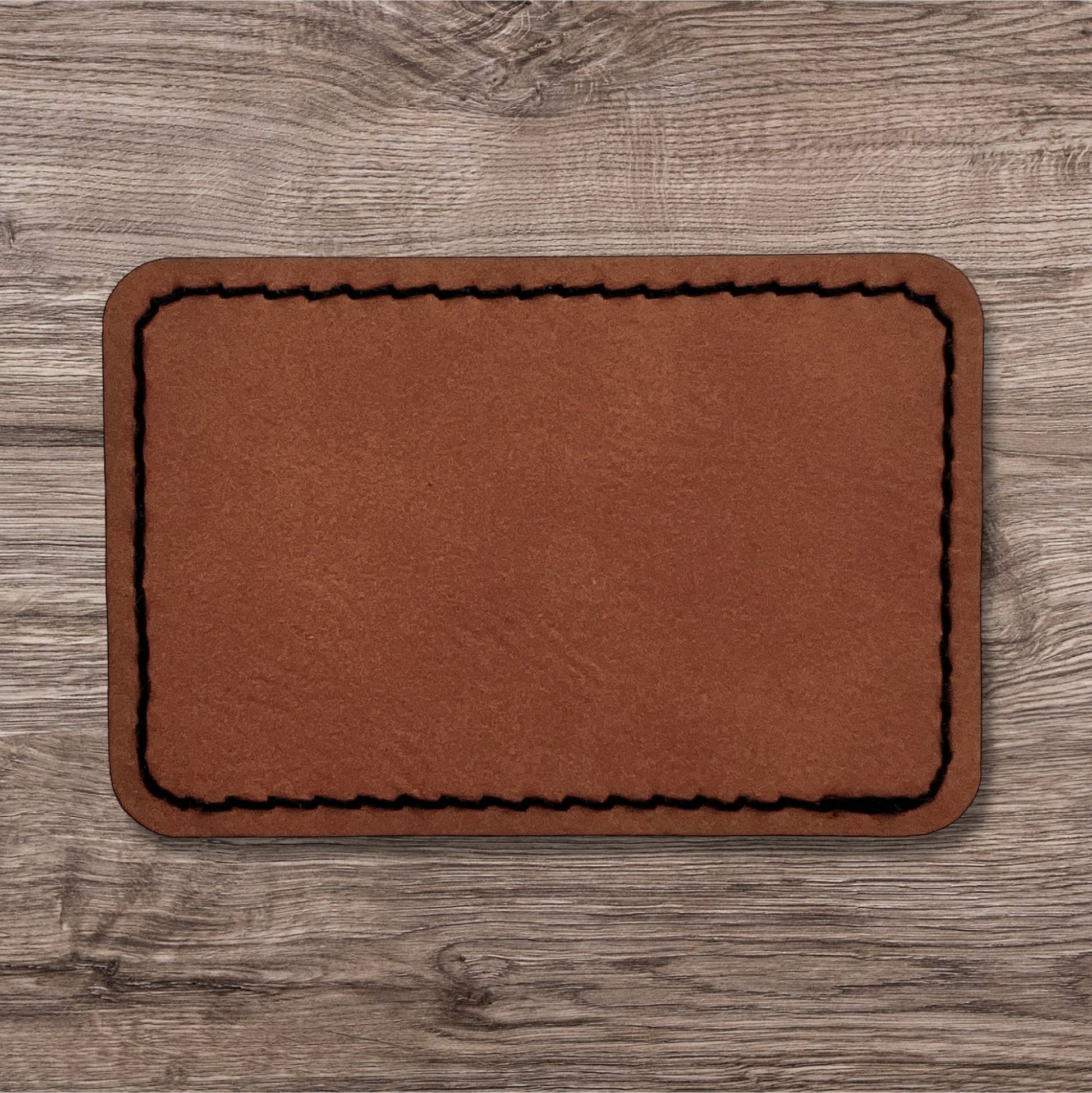 Rawhide / Black Premium Leatherette™ Stitched Patches - #LoneStar Adhesive#