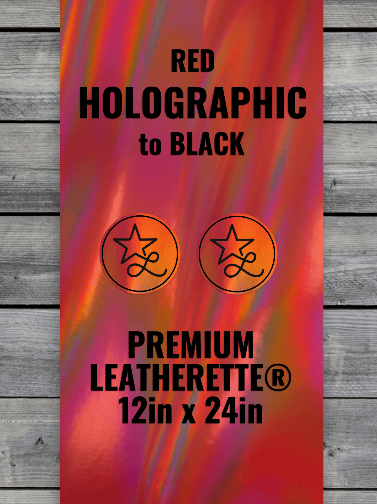 RED Holographic / Black Durra-Bull Premium Leatherette® Sheets (12x24) - #LoneStar Adhesive#