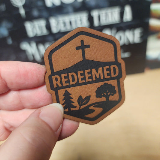 Redeemed Engraved Leatherette Hat Patch - MR01 - LoneStar Adhesive