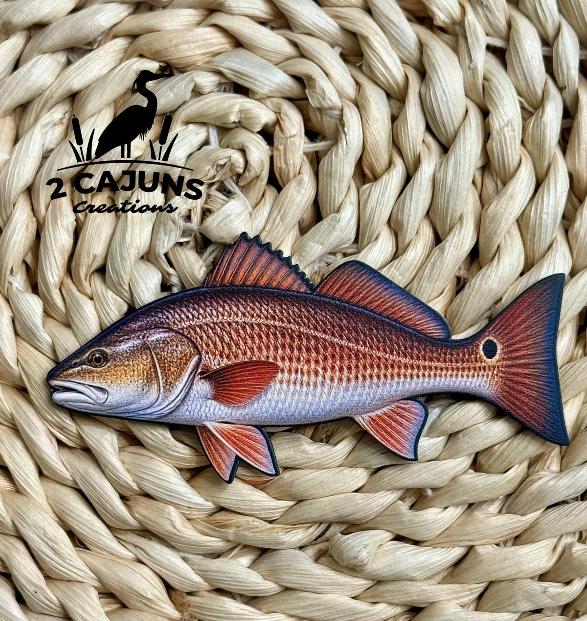 Redfish - Red Drum - Die Cut UV Printed Hat Patch - #LoneStar Adhesive#