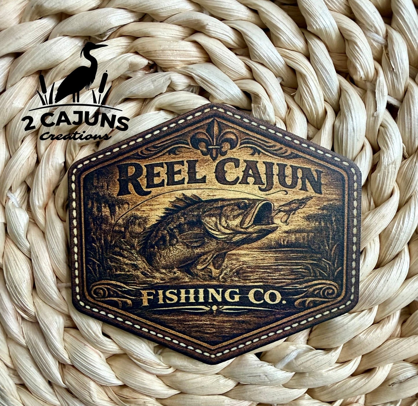 Reel Cajun Fishing Co Louisiana UV Printed Hat Patch - LoneStar Adhesive
