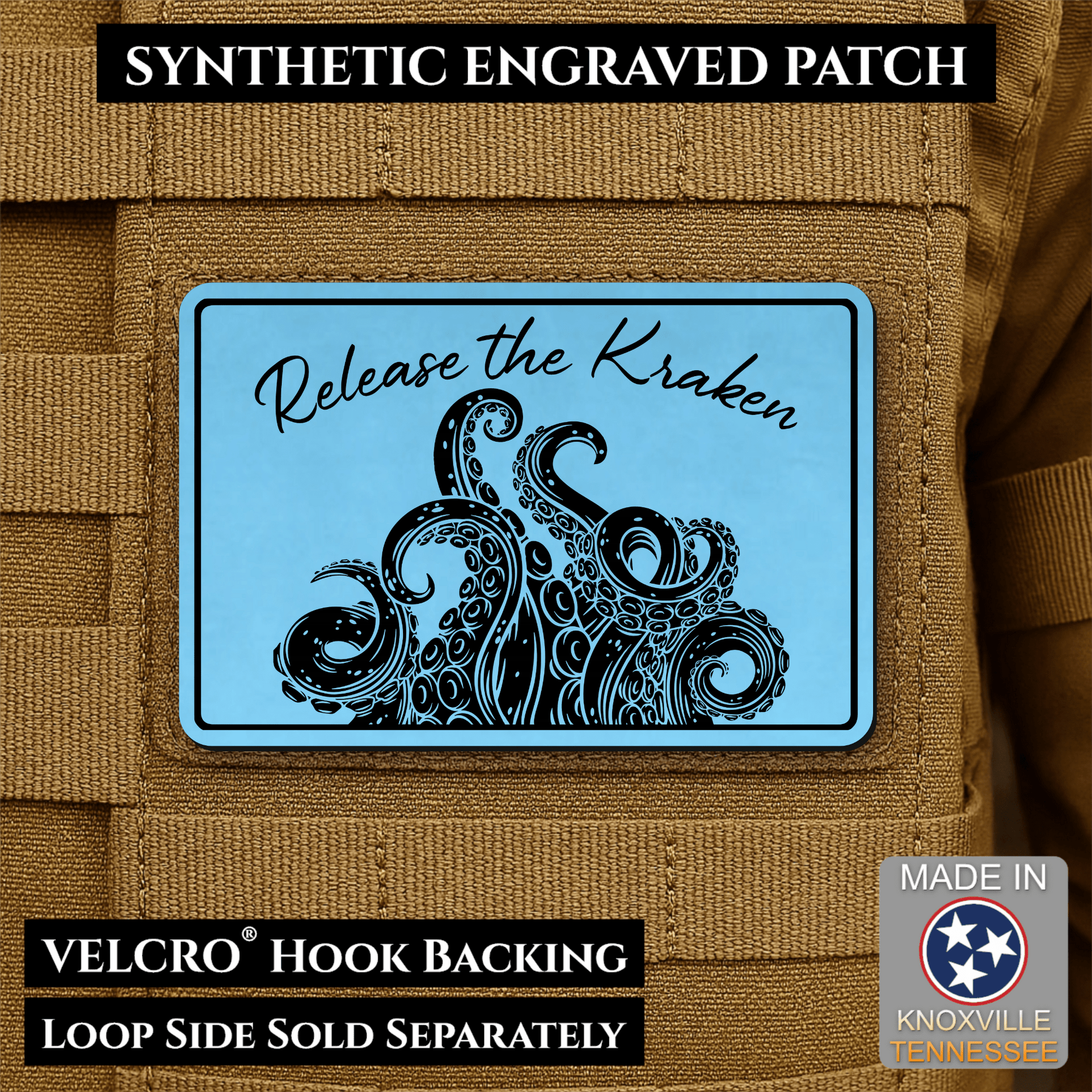 Release the Kraken Funny Morale Patch | Made in USA | VELCRO® Brand Hook Backing - LoneStar Adhesive