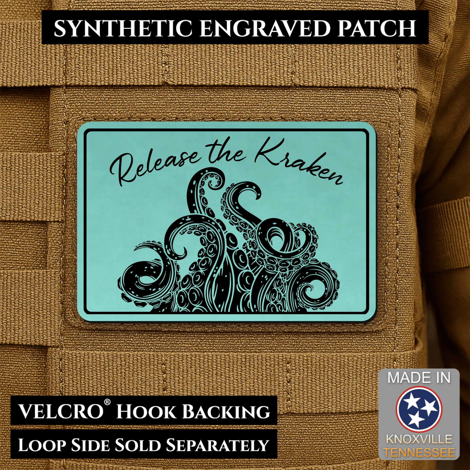 Release the Kraken Funny Morale Patch | Made in USA | VELCRO® Brand Hook Backing - LoneStar Adhesive