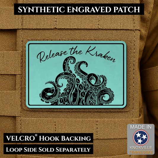 Release the Kraken Funny Morale Patch | Made in USA | VELCRO® Brand Hook Backing - LoneStar Adhesive