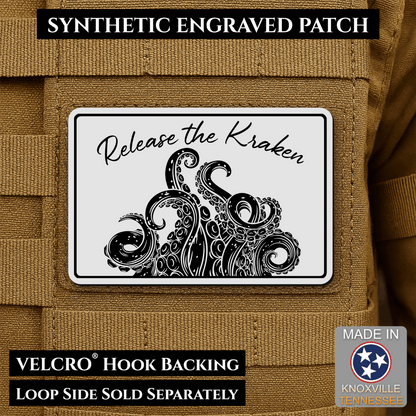 Release the Kraken Funny Morale Patch | Made in USA | VELCRO® Brand Hook Backing - LoneStar Adhesive