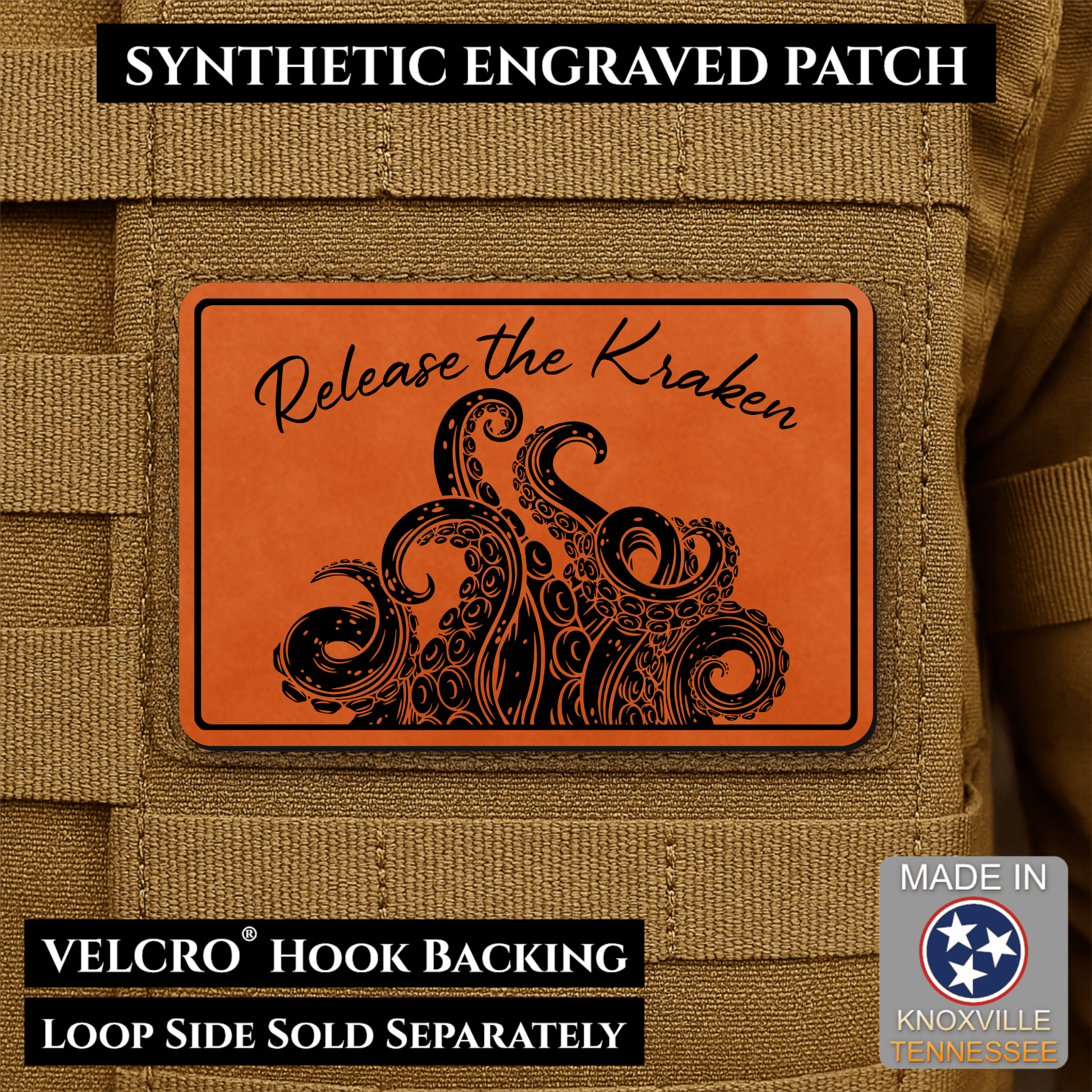 Release the Kraken Funny Morale Patch | Made in USA | VELCRO® Brand Hook Backing - LoneStar Adhesive