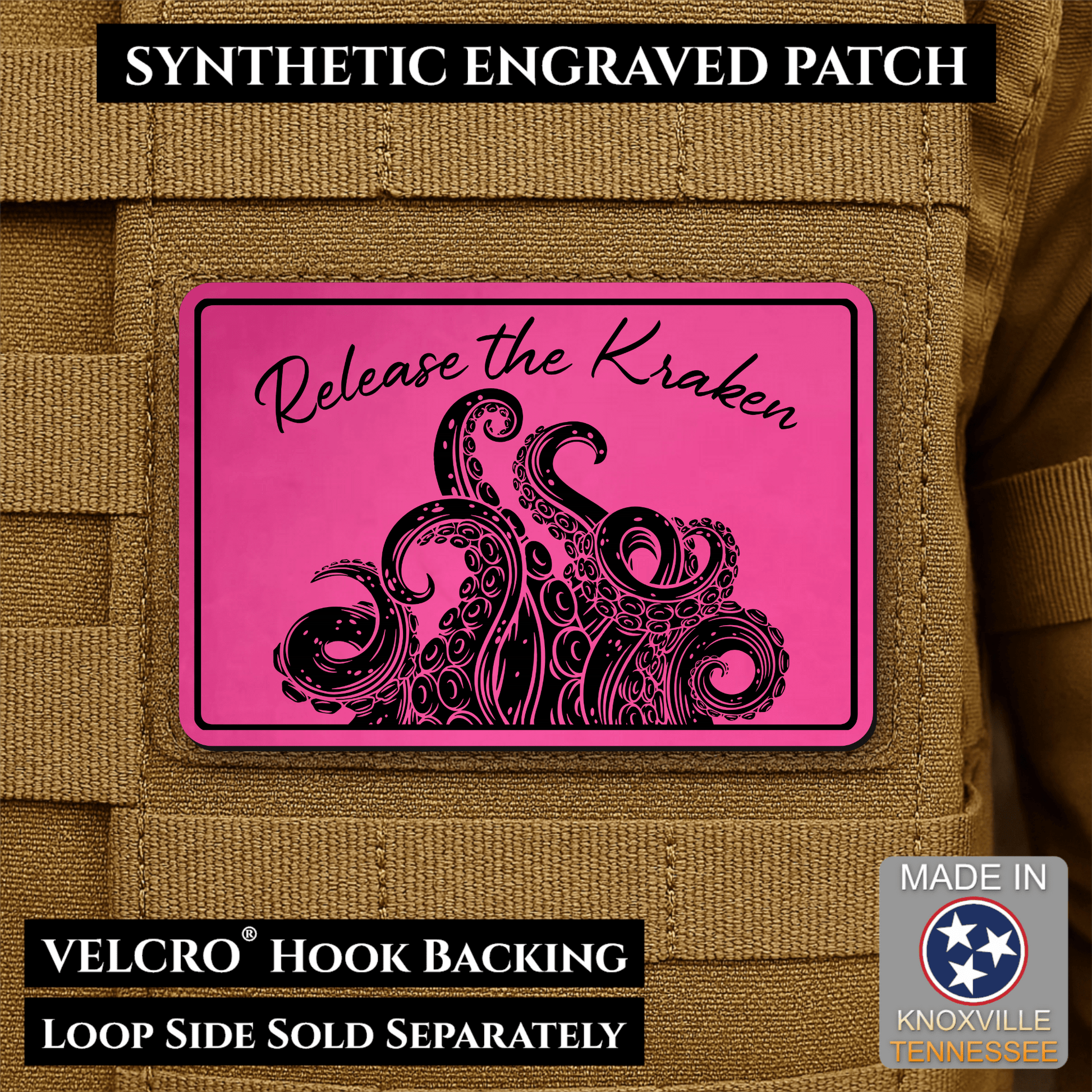 Release the Kraken Funny Morale Patch | Made in USA | VELCRO® Brand Hook Backing - LoneStar Adhesive