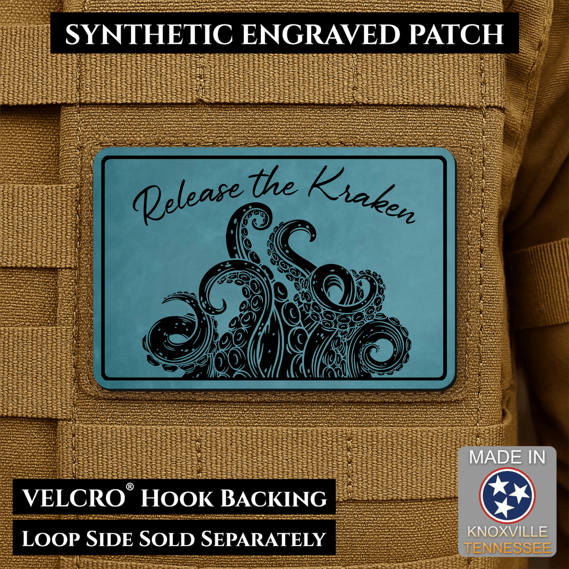 Release the Kraken Funny Morale Patch | Made in USA | VELCRO® Brand Hook Backing - LoneStar Adhesive