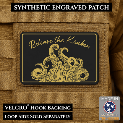 Release the Kraken Funny Morale Patch | Made in USA | VELCRO® Brand Hook Backing - LoneStar Adhesive