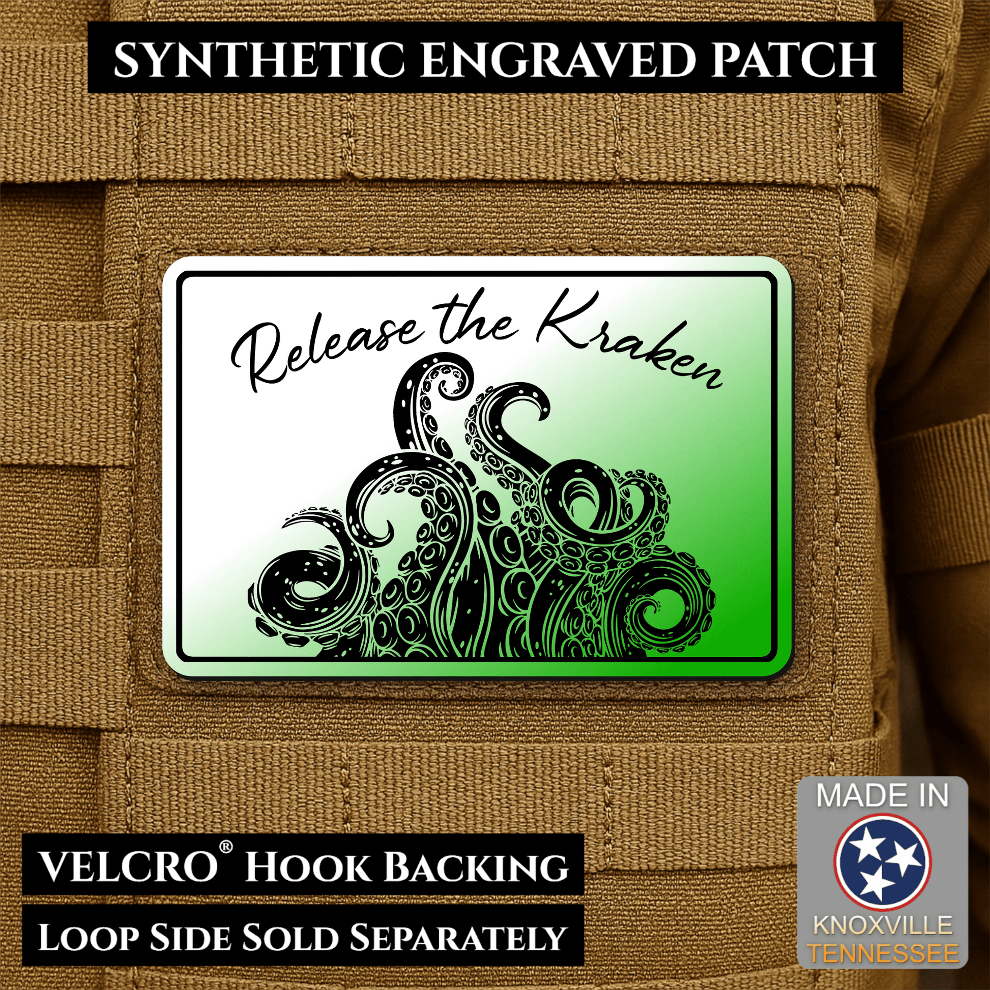 Release the Kraken Funny Morale Patch | Made in USA | VELCRO® Brand Hook Backing - LoneStar Adhesive