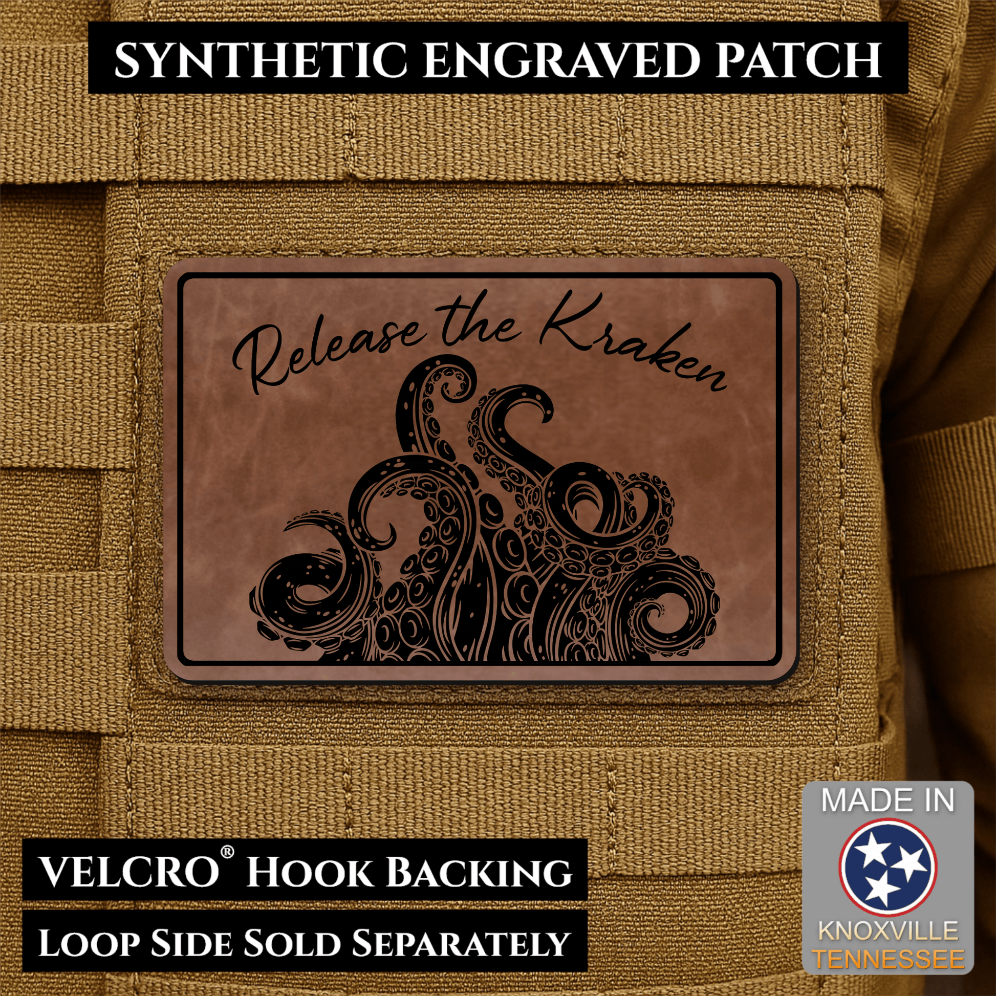 Release the Kraken Funny Morale Patch | Made in USA | VELCRO® Brand Hook Backing - LoneStar Adhesive