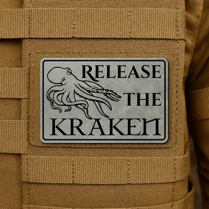 Release The Kraken Funny Nautical Morale Patch 2"x3" Hook & Loop | Made in USA - LoneStar Adhesive