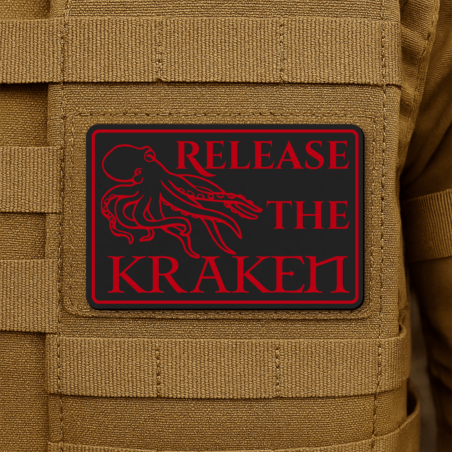 Release The Kraken Funny Nautical Morale Patch 2"x3" Hook & Loop | Made in USA - LoneStar Adhesive