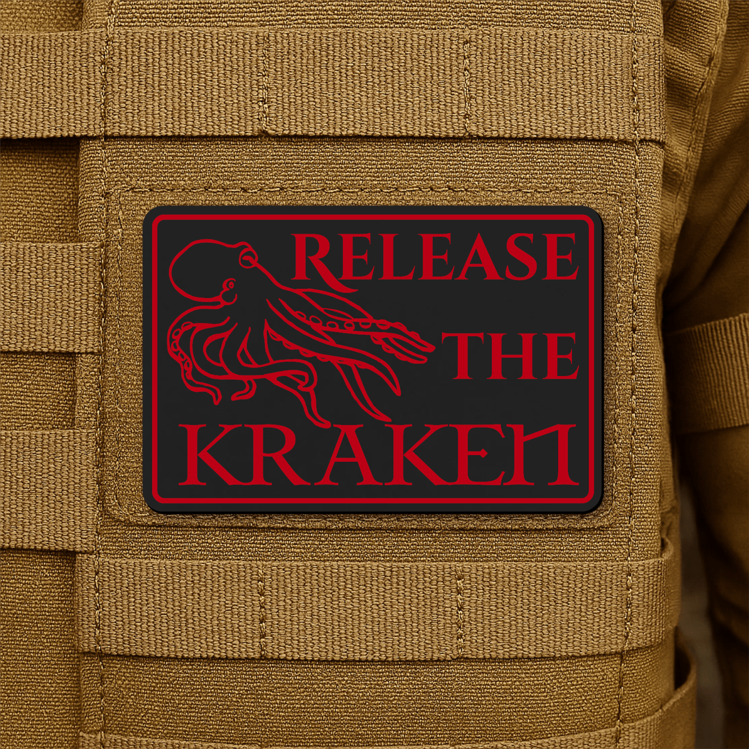 Release The Kraken Funny Nautical Morale Patch 2"x3" Hook & Loop | Made in USA - LoneStar Adhesive