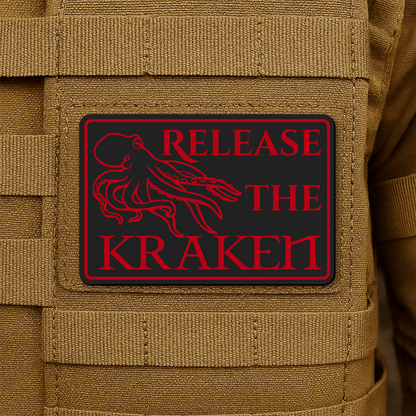 Release The Kraken Funny Nautical Morale Patch 2"x3" Hook & Loop | Made in USA - LoneStar Adhesive