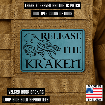Release The Kraken Funny Nautical Morale Patch 2"x3" Hook & Loop | Made in USA - LoneStar Adhesive