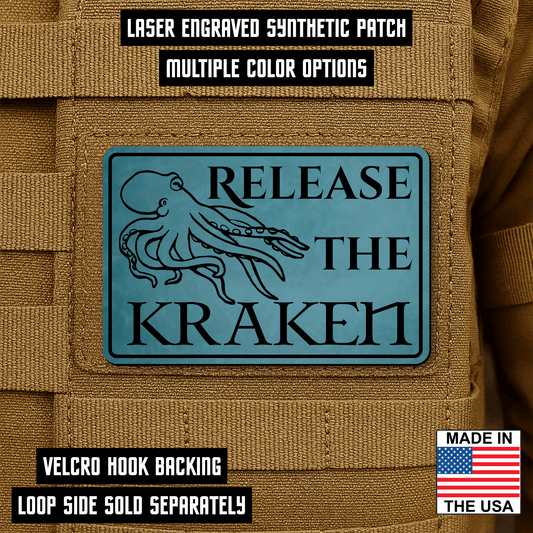 Release The Kraken Funny Nautical Morale Patch 2"x3" Hook & Loop | Made in USA - LoneStar Adhesive