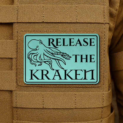 Release The Kraken Funny Nautical Morale Patch 2"x3" Hook & Loop | Made in USA - LoneStar Adhesive