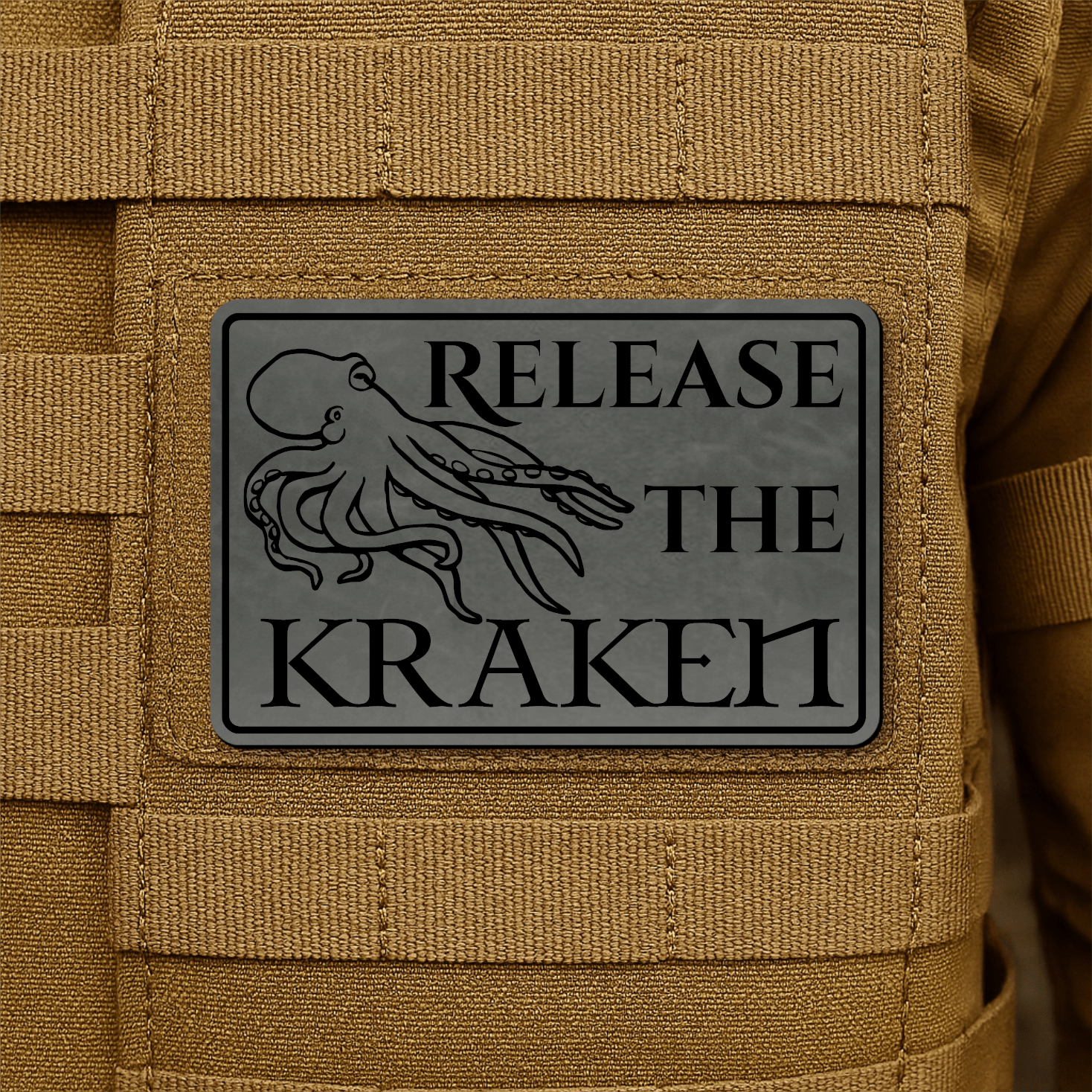 Release The Kraken Funny Nautical Morale Patch 2"x3" Hook & Loop | Made in USA - LoneStar Adhesive