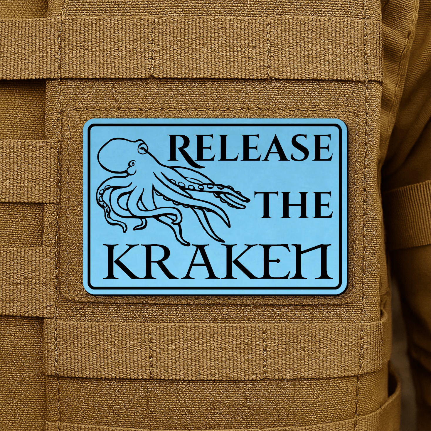 Release The Kraken Funny Nautical Morale Patch 2"x3" Hook & Loop | Made in USA - LoneStar Adhesive