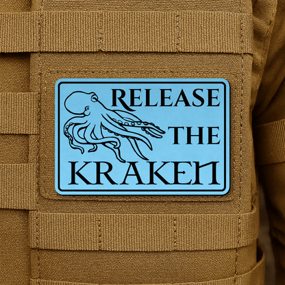 Release The Kraken Funny Nautical Morale Patch 2"x3" Hook & Loop | Made in USA - LoneStar Adhesive