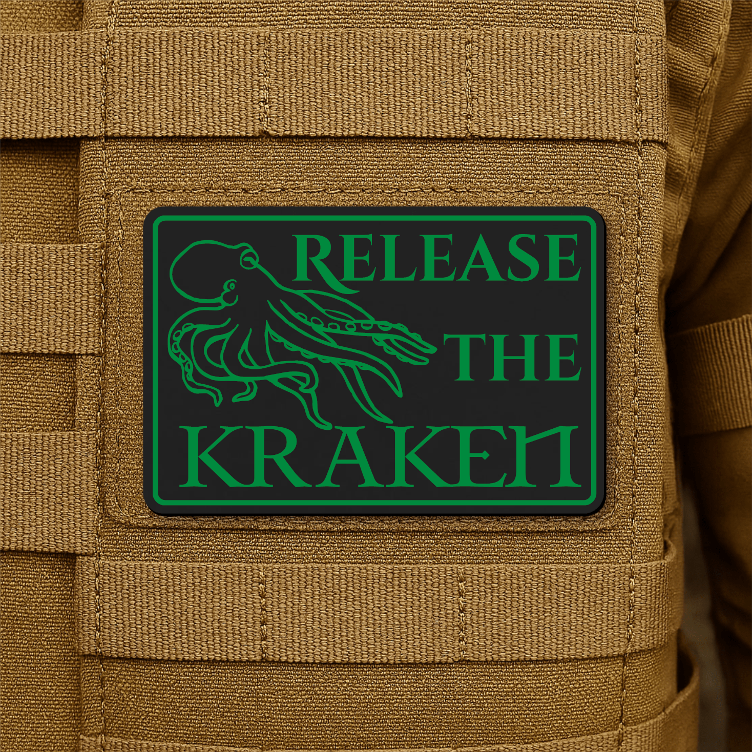 Release The Kraken Funny Nautical Morale Patch 2"x3" Hook & Loop | Made in USA - LoneStar Adhesive