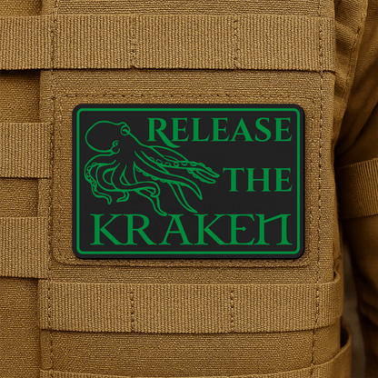 Release The Kraken Funny Nautical Morale Patch 2"x3" Hook & Loop | Made in USA - LoneStar Adhesive