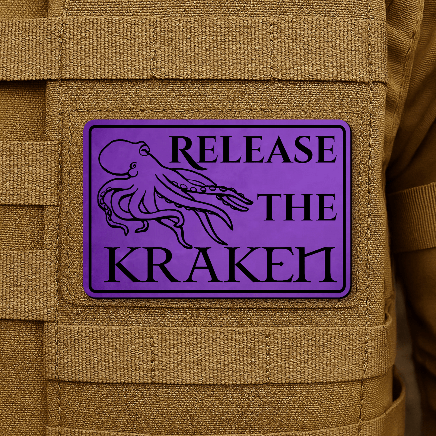 Release The Kraken Funny Nautical Morale Patch 2"x3" Hook & Loop | Made in USA - LoneStar Adhesive