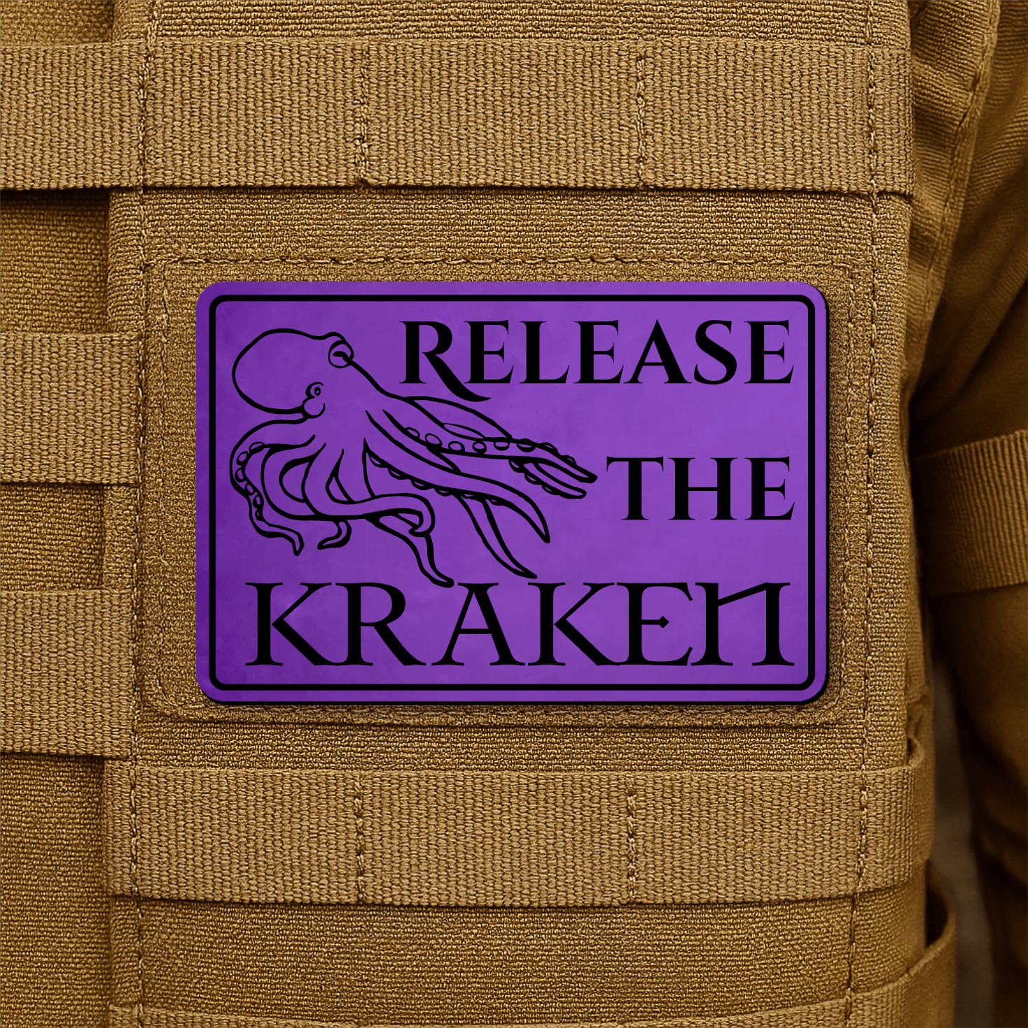 Release The Kraken Funny Nautical Morale Patch 2"x3" Hook & Loop | Made in USA - LoneStar Adhesive