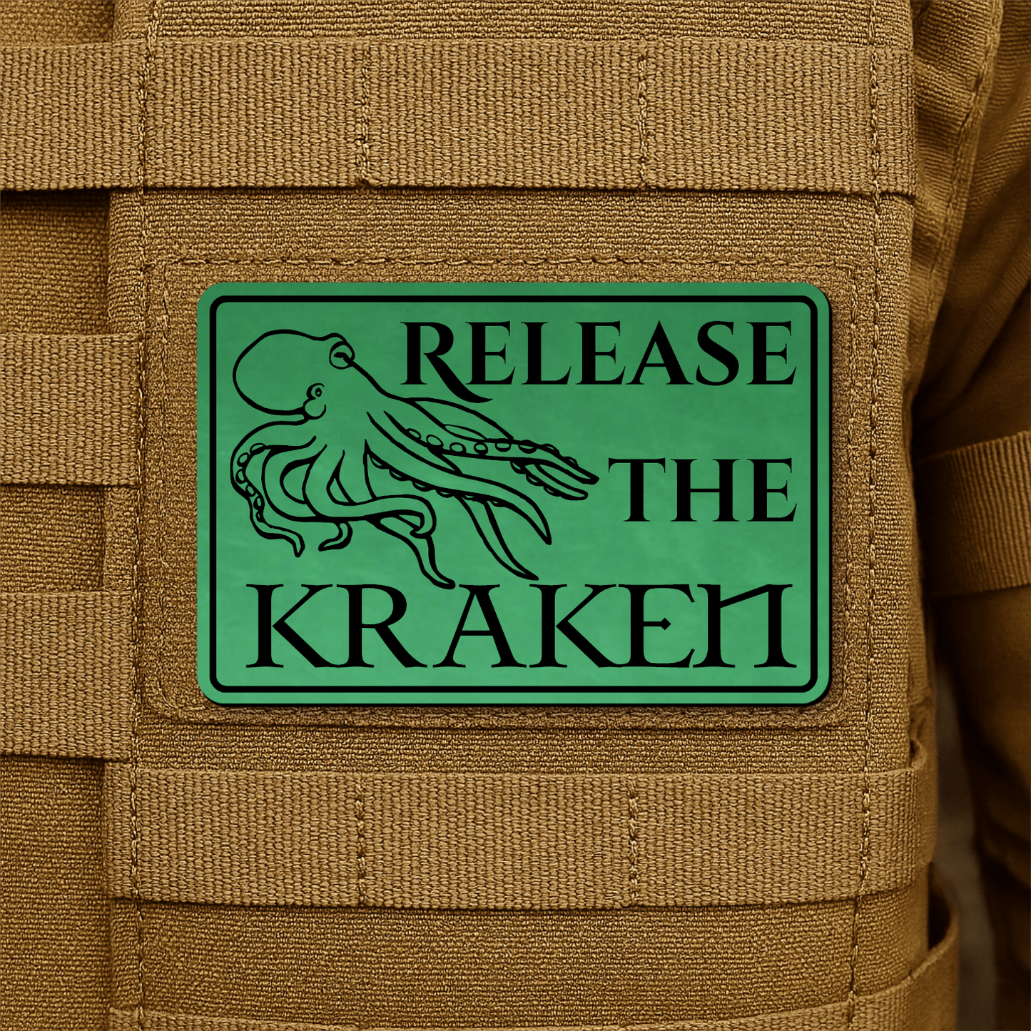 Release The Kraken Funny Nautical Morale Patch 2"x3" Hook & Loop | Made in USA - LoneStar Adhesive